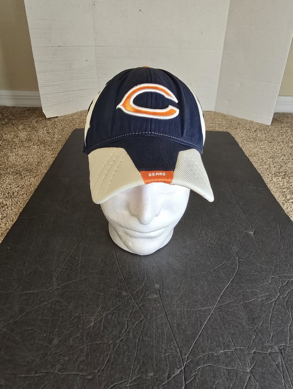 Chicago Bears NFL Football Hat Reebok Blue White Orange Stretch Fit Baseball Cap
